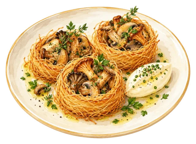 Планински кадаиф с ароматни гъби